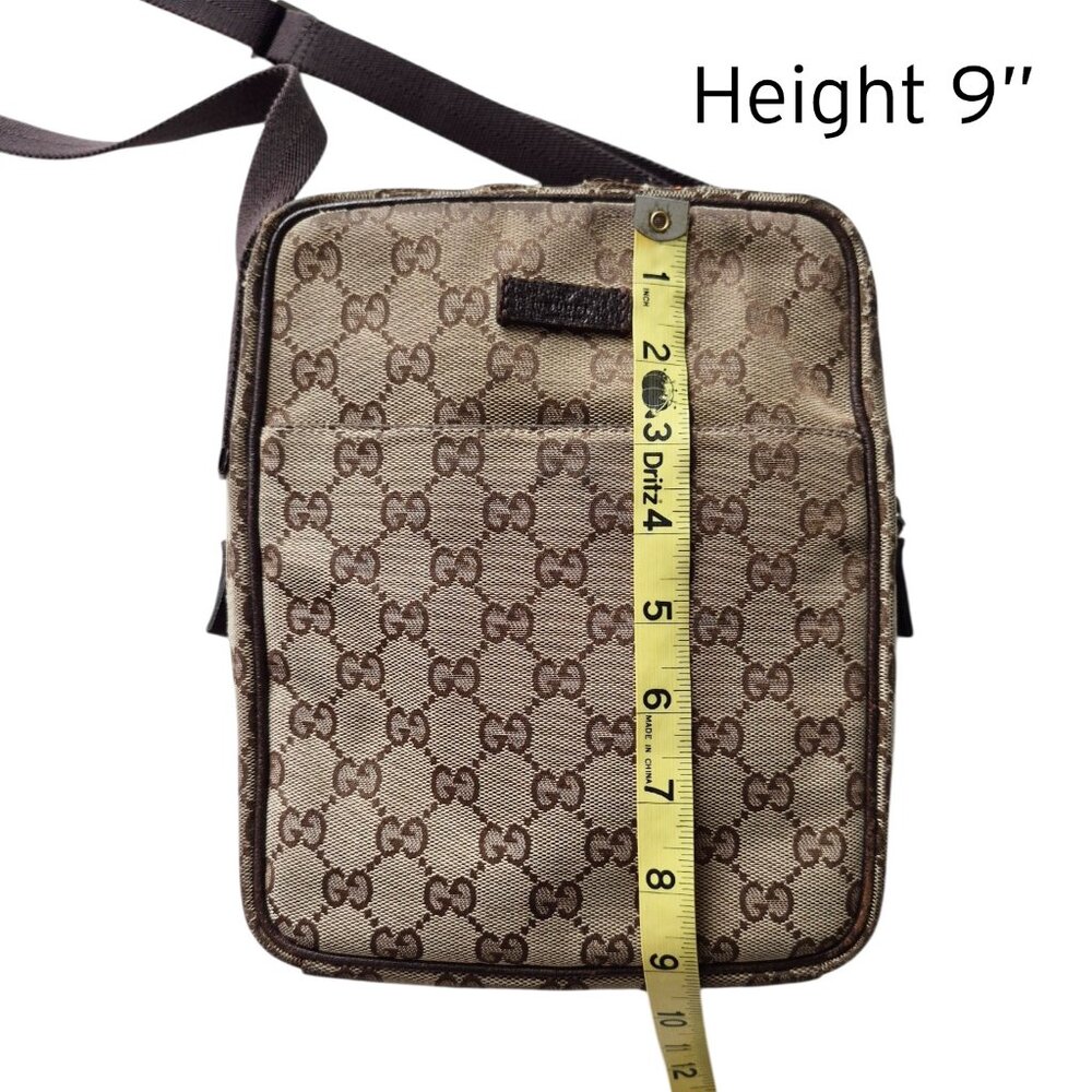 GUCCI Original GG Pattern Canvas Crossbody Camera Bag Classic Leather Trim - Picture 7 of 16